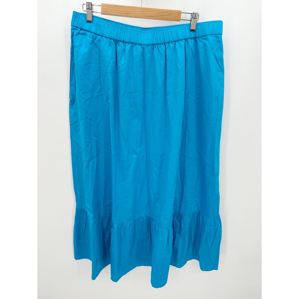 The Drop Ocean Blue Anupa Cotton Tiered Midi Skirt Pockets Womens XXL‎ NWT
